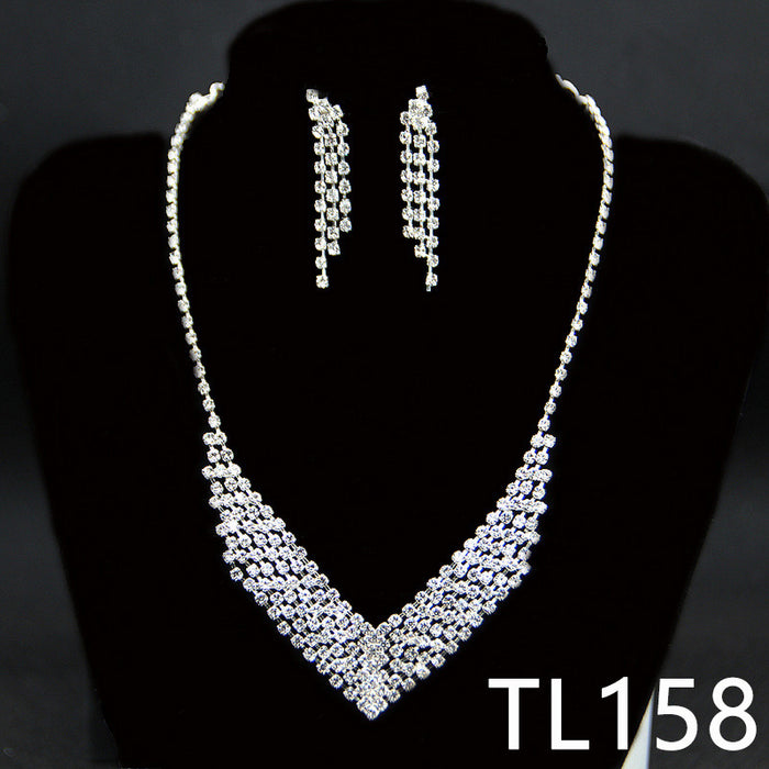 New Simple Female Jewelry Necklace Earring Two Piece Suit