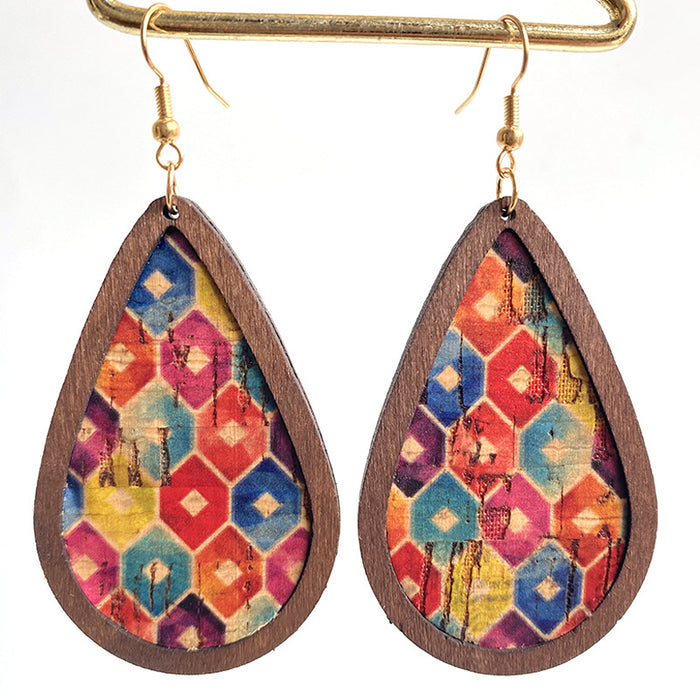 Simple Vintage Wood Grain Drop Shape Women's Earrings