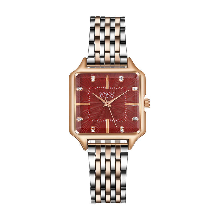 New Simple Square Dial Time Quartz Steel Band Watch Llz20788