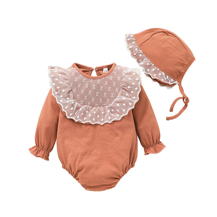 Infant Baby Girls Pink Romper With Hat