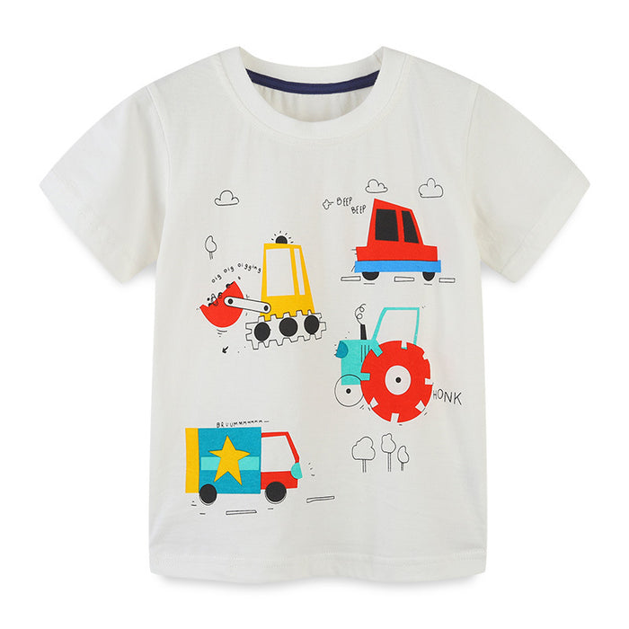 Knitted cotton cartoon round neck baby T-shirt