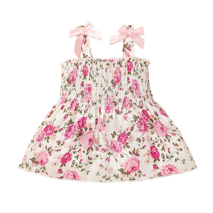 Girl Flower Baby Skirt Sweet Print Suspender Skirt