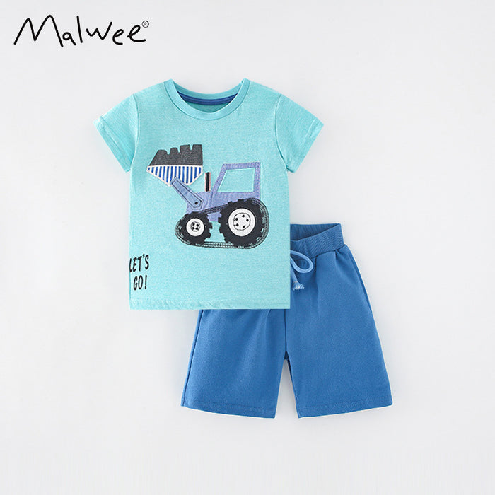 Boys cartoon short sleeved Shorts Set