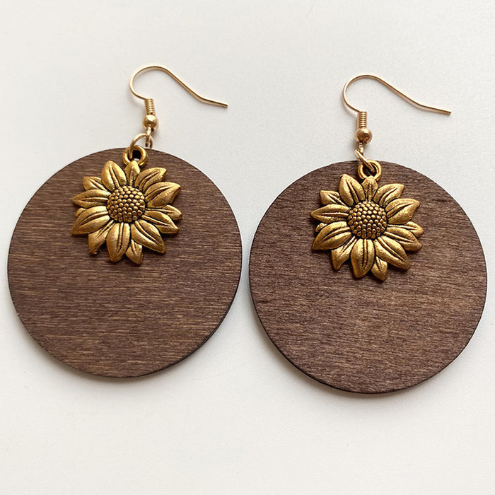 Sunflower Wooden Ethnic Style Women's Earrings