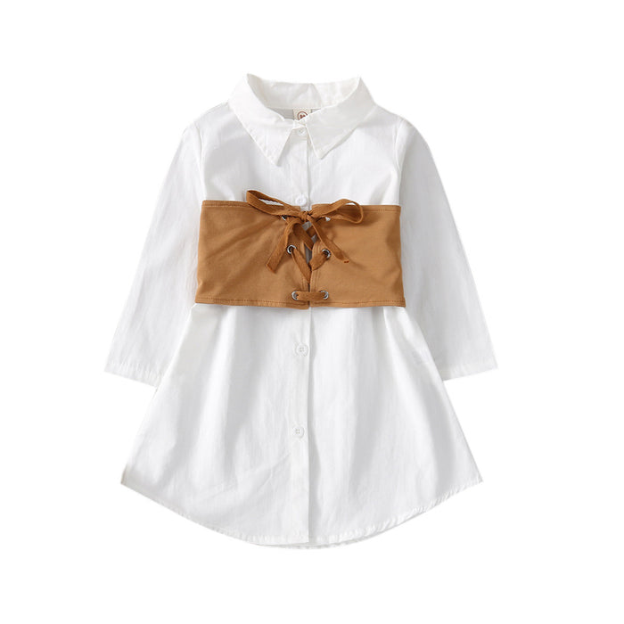 White shirt skirt children's suit