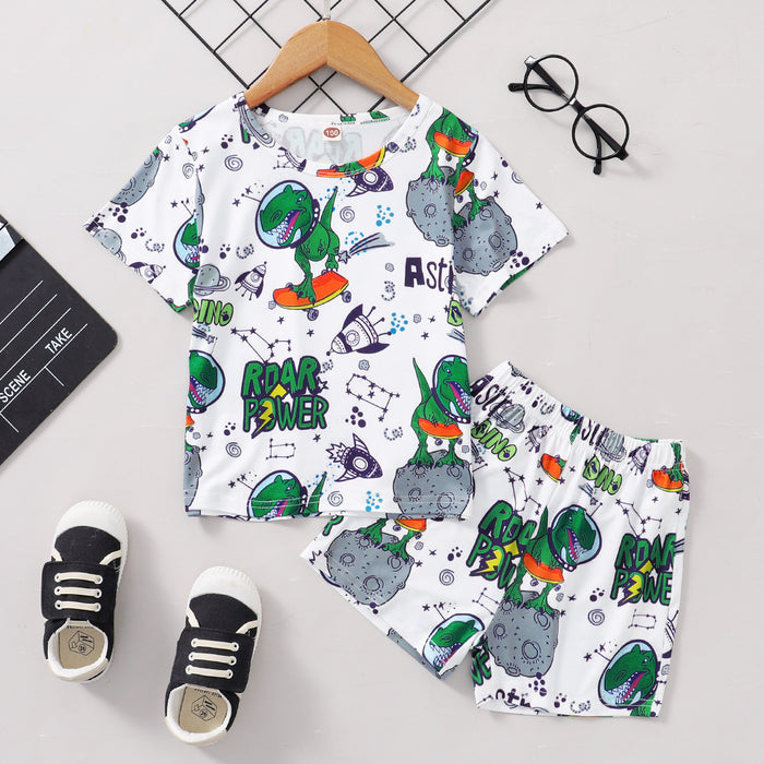 Children's printed letter set with short sleeves