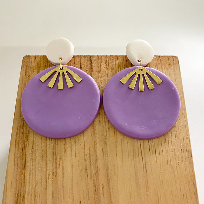 New Jewelry Multicolor Art Geometry Handmade Clay Soft Pottery Earrings Female