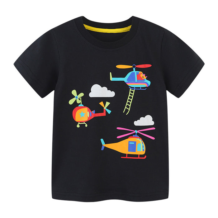 Boys' short sleeve T-shirt cartoon round neck printed children's T-shirt