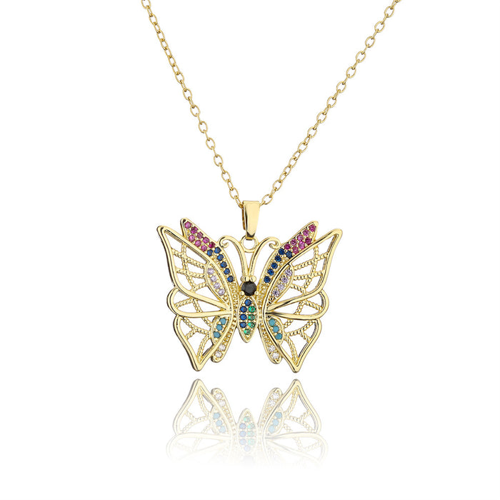 New Fashion Zircon Butterfly Pendant Necklace