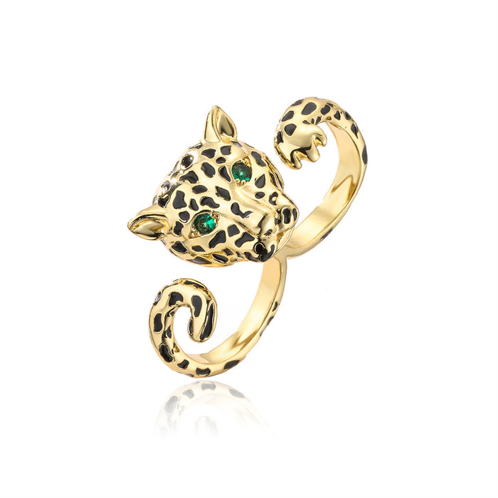 New Exaggerated Leopard Open Adjustable Gold Color Ring