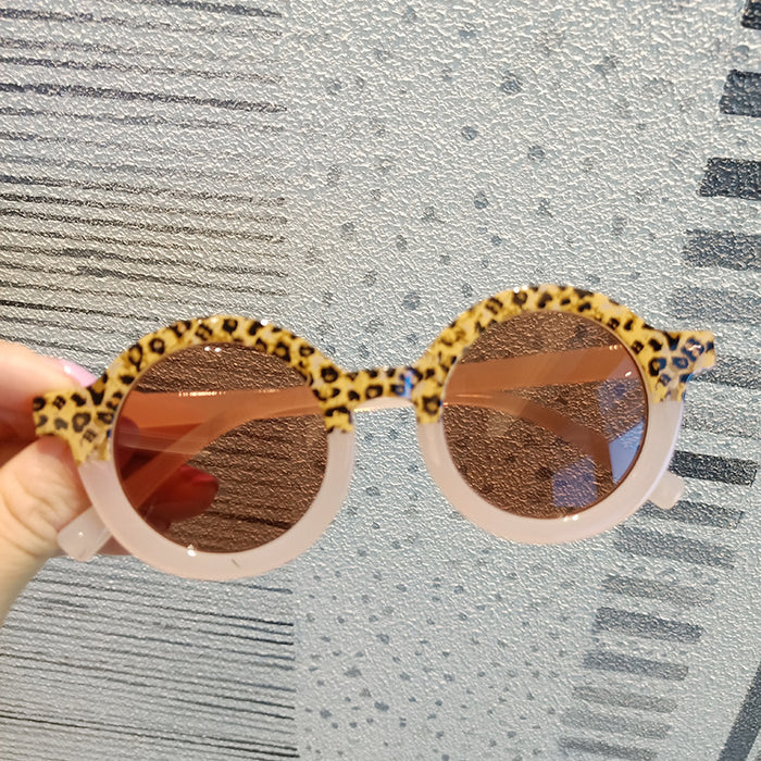 Round Frame Leopard Color Matching Children's Sunglasses