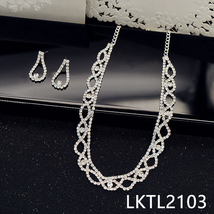 New Female Jewelry Rhinestone Necklace Set Accessories