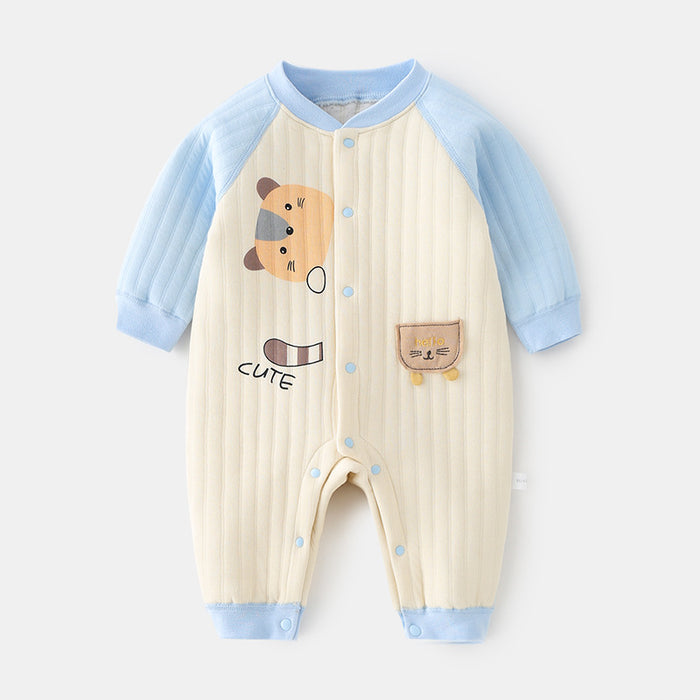 Newborn Vertical Buckle Baby Jumpsuit