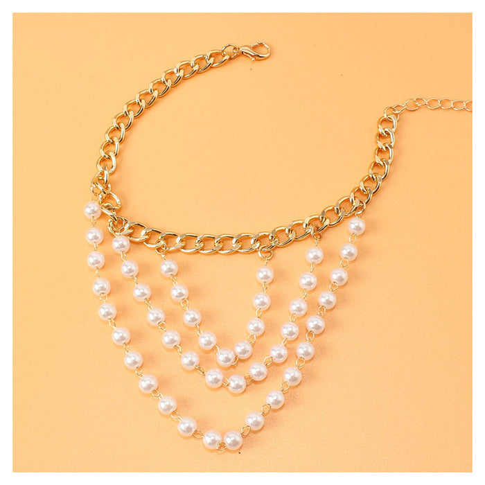 New Fashion Temperament Pearl Multi-layer Foot Decoration Sexy Anklet