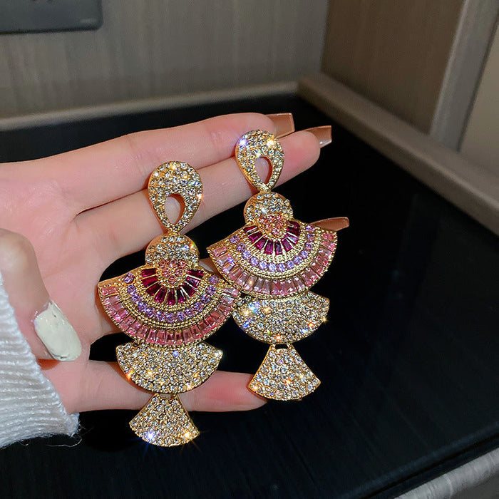 Fashion Personality Versatile coloured Zircon Women's Stud Earrings