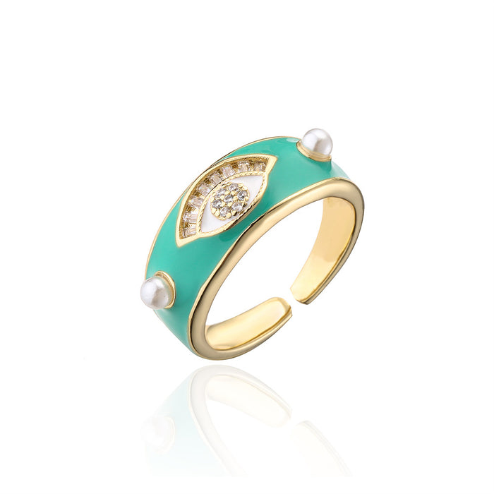 Colored Drip Zircon Statement Open Ring