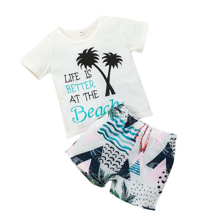 Summer Beach Shorts Top Two-piece Set for Boys