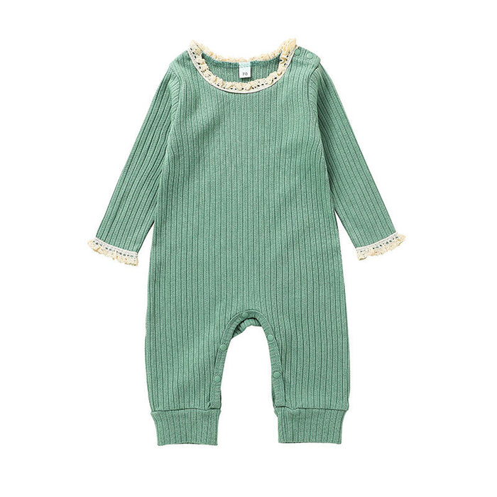 Baby Solid Long Sleeved Khaki Jumpsuit