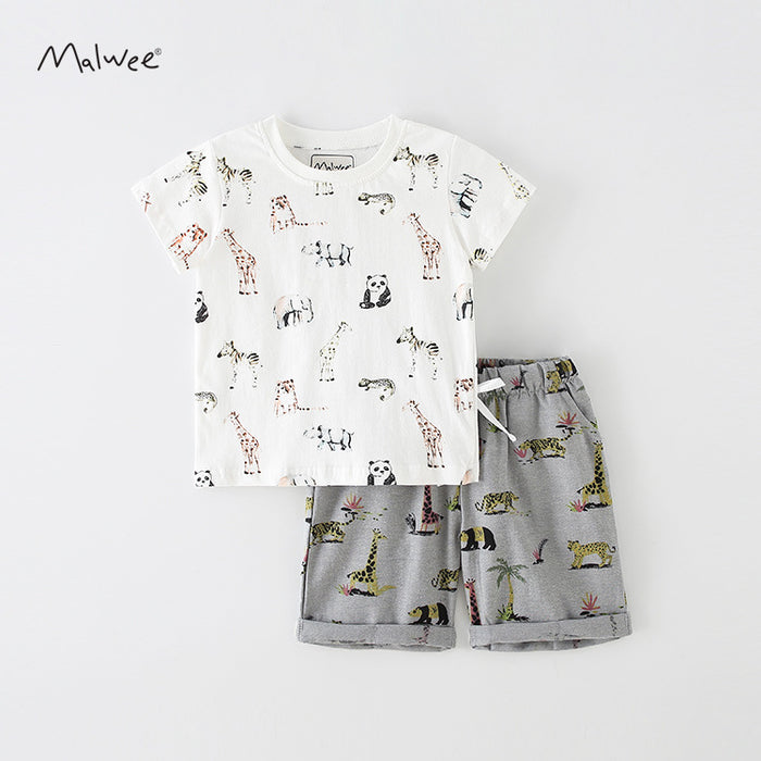 Children's short sleeved shorts two piece set
