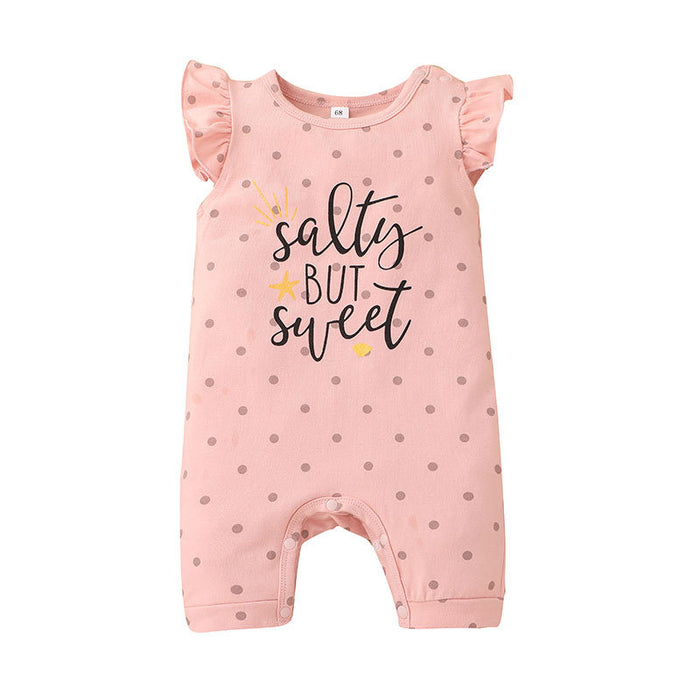 Newborn Baby Pink Cute Letter Jumpsuit