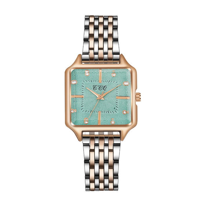 New Simple Square Dial Time Quartz Steel Band Watch Llz20788