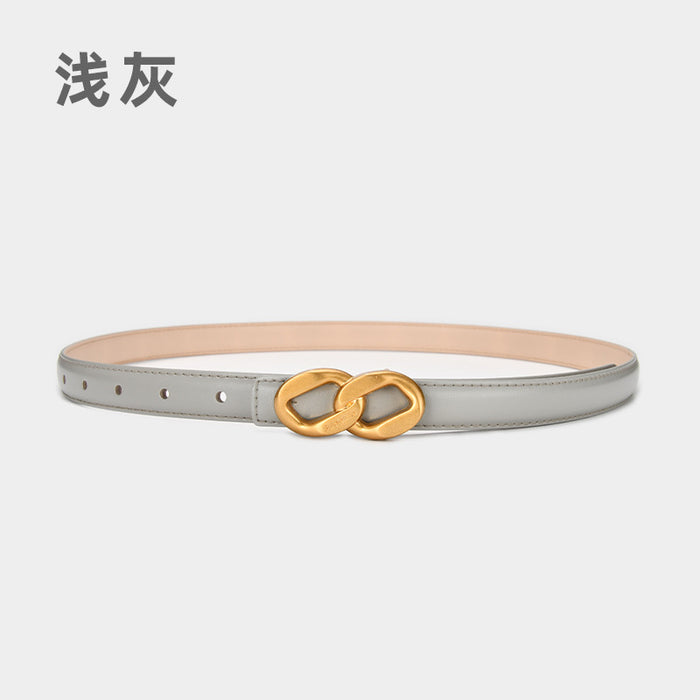 Sexual Figure Eight Smooth Buckle Thin Belt Women's Decoration with Dress Retro Small Belt