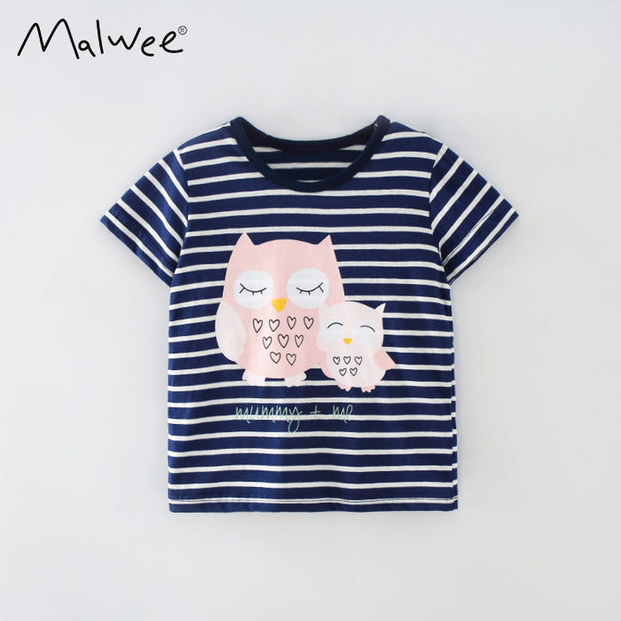 Children's cartoon cotton short sleeve round neck
