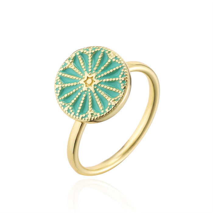 New Green Oil Dripping Small Fresh Opening Ring