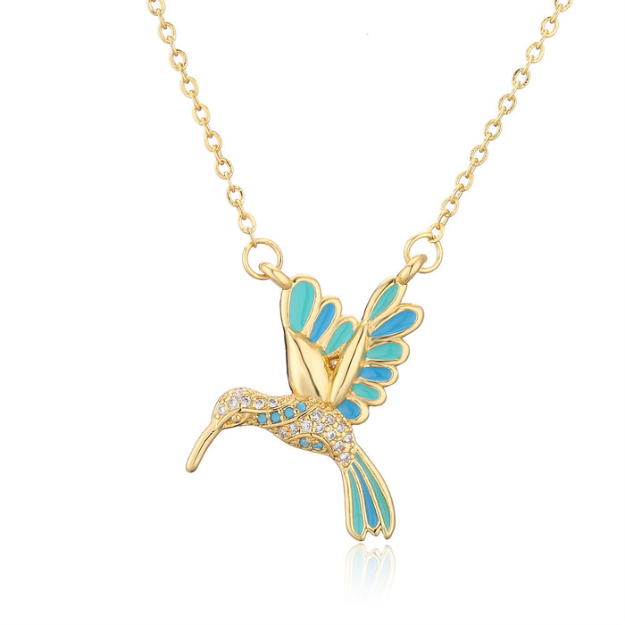 Fashion Drop Oil Personalized Flying Bird Pendant Necklace