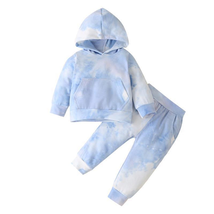 Children's sweater tie dyed men's and women's Hooded Sweater two-piece set