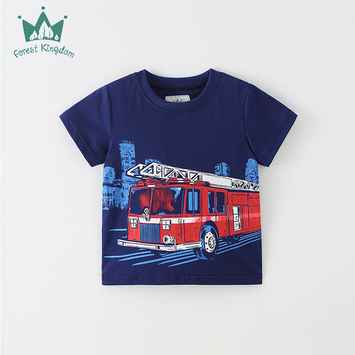 Boys' cotton Collar Shirt Short Sleeve