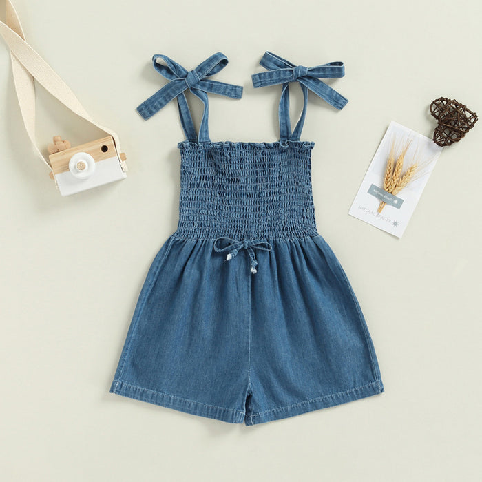 Girls' denim suspender Jumpsuit