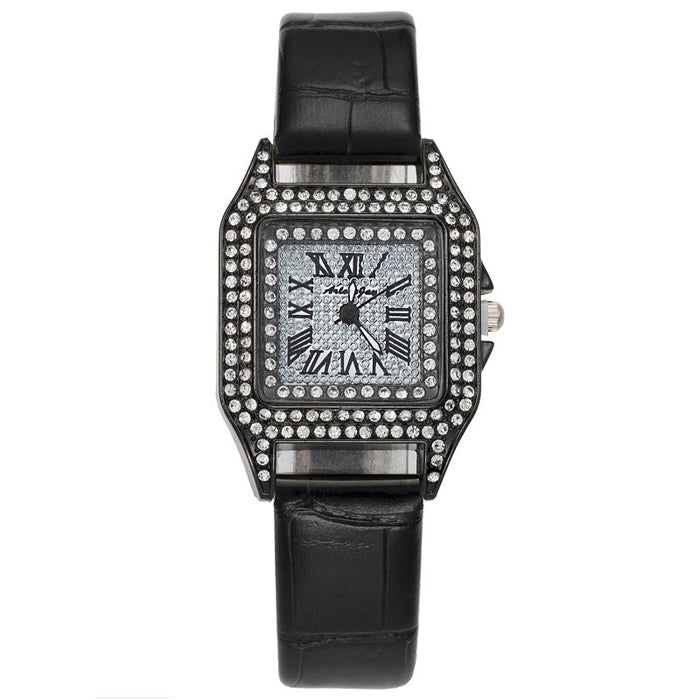 New Fashion Square Diamond Inlaid Roman Digital Pointer Temperament Watch Llz20017