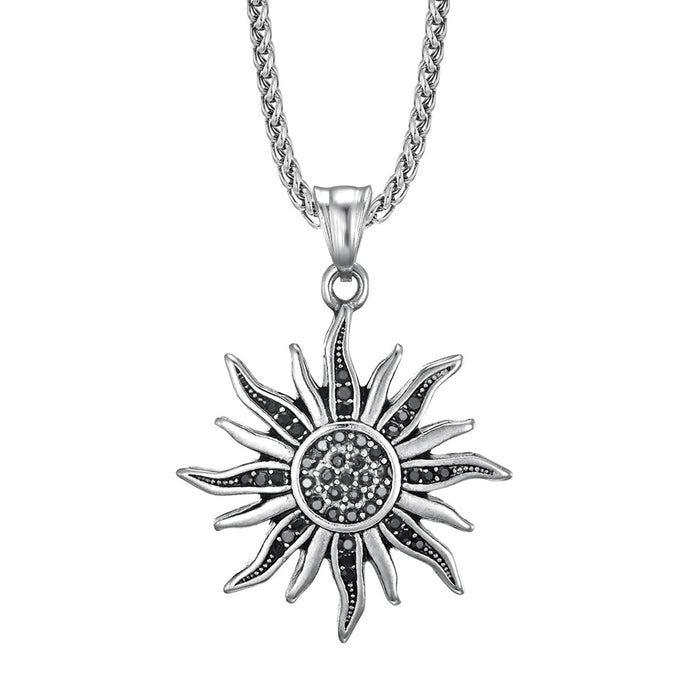 Vintage Sunflower Stainless Steel Pendant Necklace