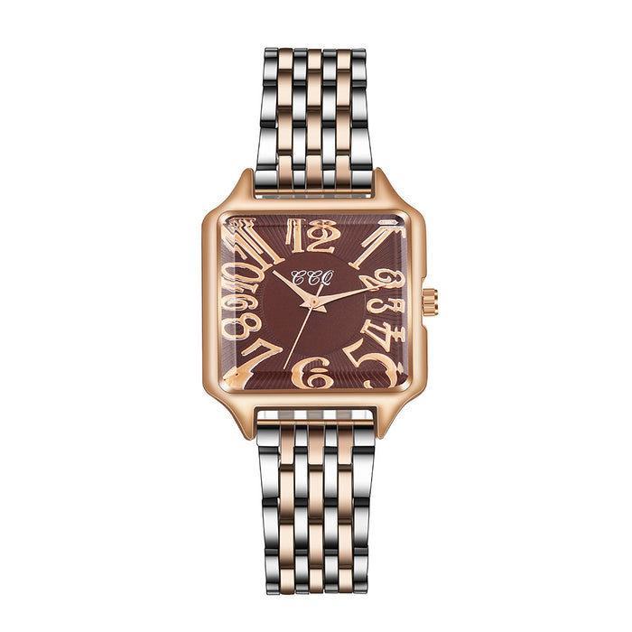 New Steel Band Digital Time Square Dial Women's Quartz Watch Llz20034