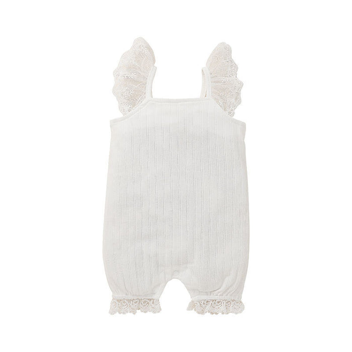 Baby Solid Color Lace Suspender Jumpsuit