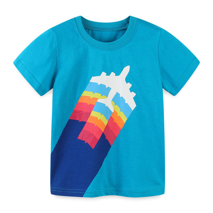 Boys' T-Shirt Medium and small children's printed short sleeved top