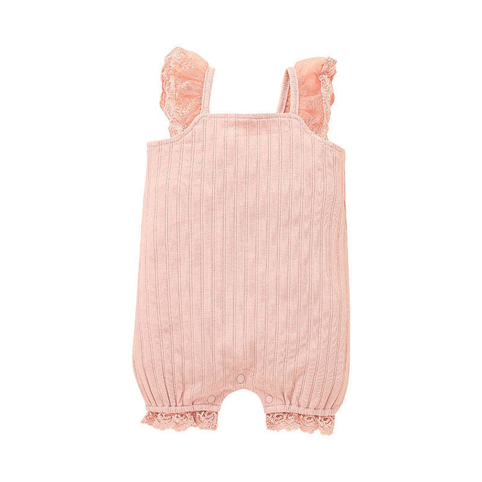 Baby Solid Color Lace Suspender Jumpsuit