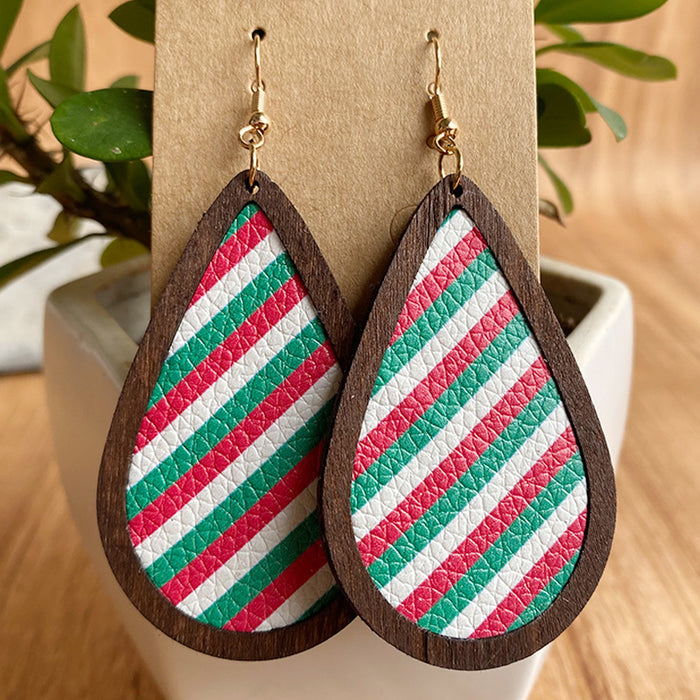 Fashion Vintage Plaid Snowflake Drop Shape Women's Wooden Earrings