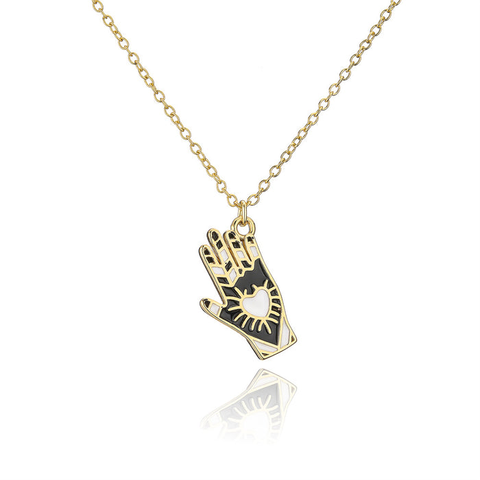 New Fashion Niche Palm Shape Gold Color Pendant Necklace