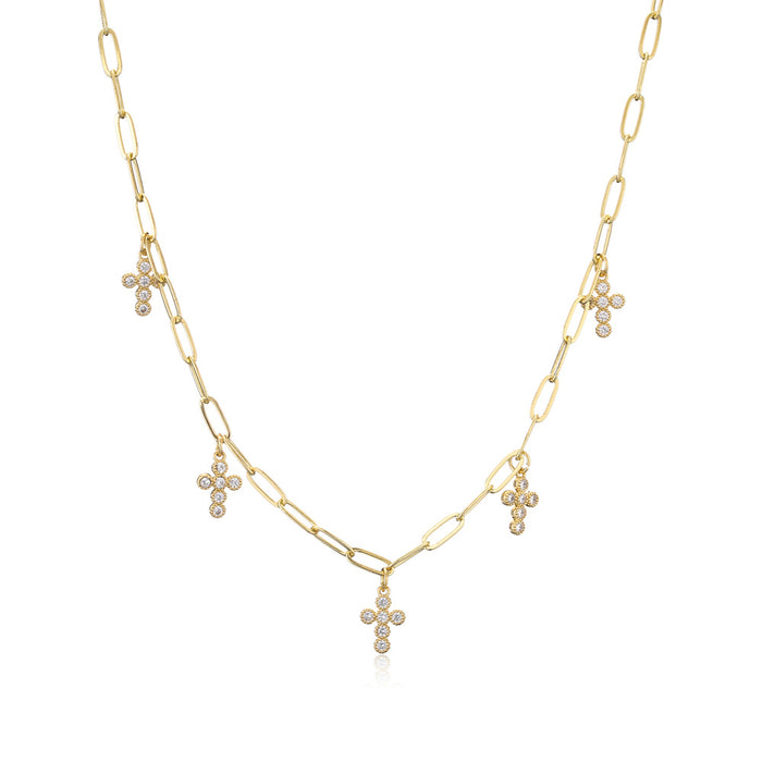 New Short Neck Necklace Zircon Cross Necklace