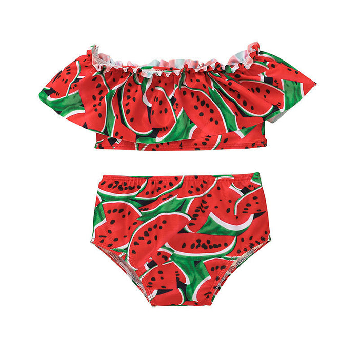 Baby Girls Split Swimsuit Set Watermelon Design Bikini Swimsuit