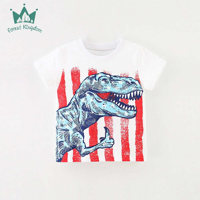 Children's short sleeved T-shirt boys' round neck cotton top