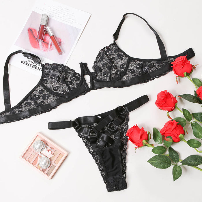Women's Sexy Lace Lingerie Triangle Cup Underwear Set