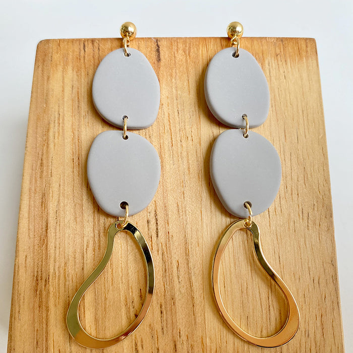Pearl Gray Clay Soft Pottery Earrings Earrings Earrings Earrings Jewelry Irregular Geometry