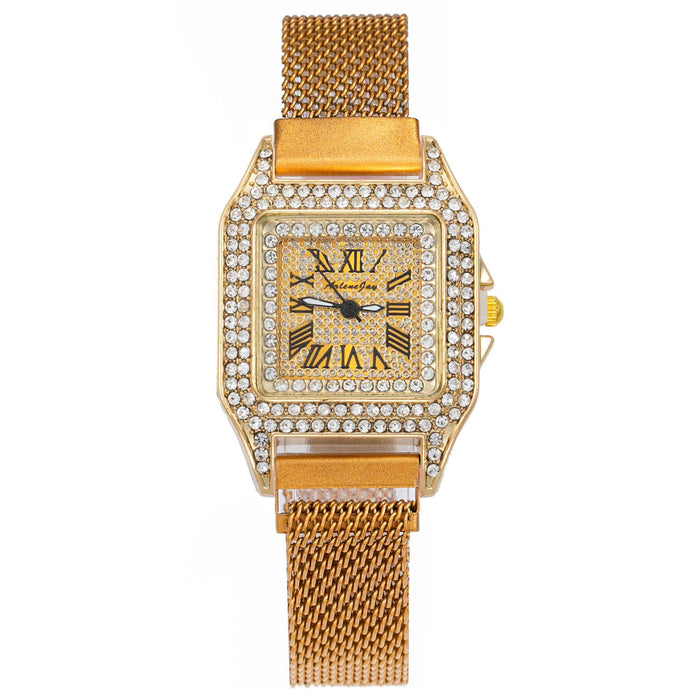 New Fashion Square Diamond Inlaid Roman Digital Pointer Temperament Watch Llz20017
