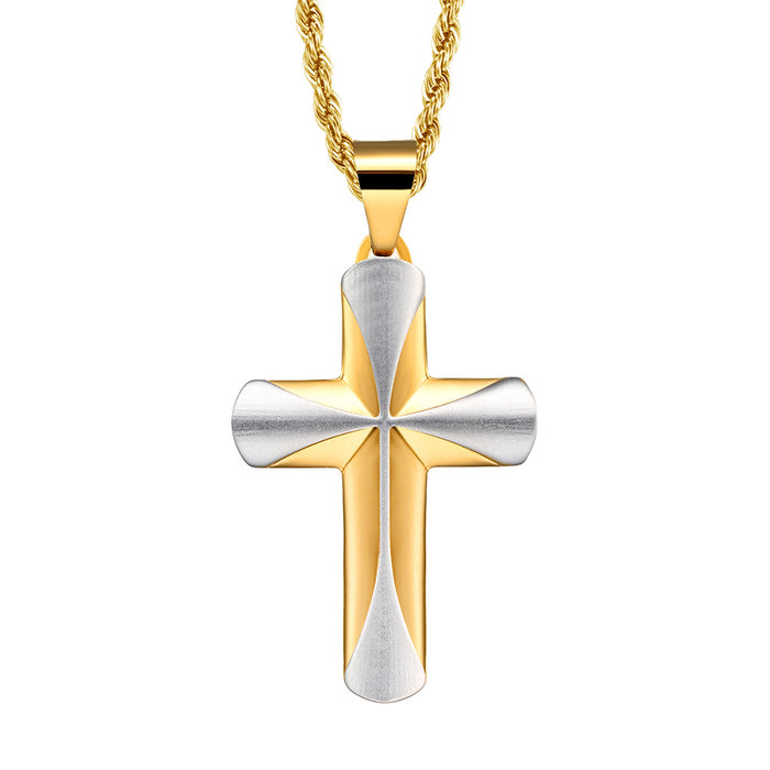 Men's Titanium Steel Stainless Steel Cross Pendant Necklace