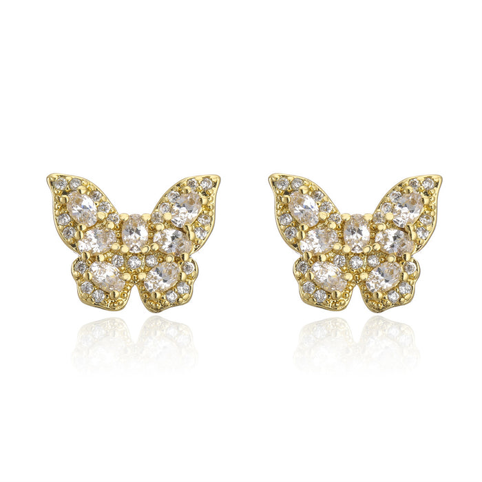 New Fashion Versatile Zircon Butterfly Earrings Stud Earrings