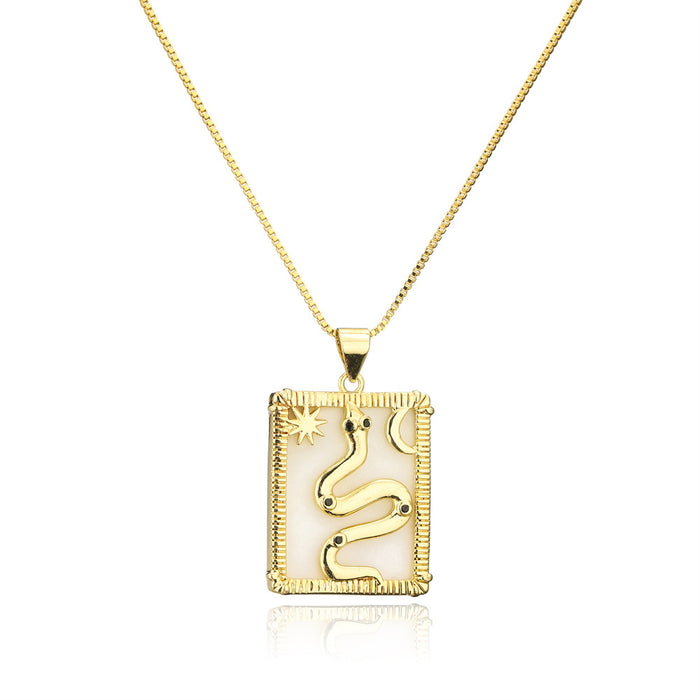 Vintage Bohemian style snake totem Pendant Necklace