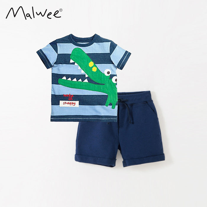 Boys' suit animal cotton shorts short sleeved two-piece Pullover handsome children's wear